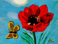 Original non disponible. Coquelicot stylis&eacute; toile 40X40