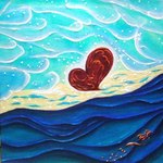 Original 40X40 210 � frais de port inclus. Coeur de conscience qui a appris &agrave; se reposer sur le sable, entre l'agitation marine surnaturelle et la neige