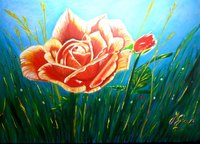 Original 50x60 380 � frais de port inclus. Rose sauvage toile 50X60