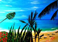 Original 50x60 350 � frais de port inclus. Plage de r&ecirc;ve...en attendant l'&eacute;t&eacute; !