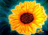 Original non disponible. Cette fois ci c'est le tournesol qui a d&eacute;cid&eacute; de se rapprocher majestueusement  du soleil, sans se "br&ucirc;ler les ailes" pour nous communiquer un peu plus de lumi&egrave;re, "cool!"
